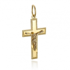 Złoty krzyżyk prawosławny z Jezusem próby 585